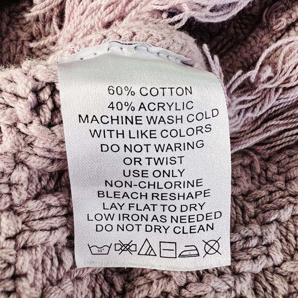 Beyond the Radar Purple Tight Knit Fringed Cozy Fall / Winter Sweater ~ Large - Picture 9 of 9